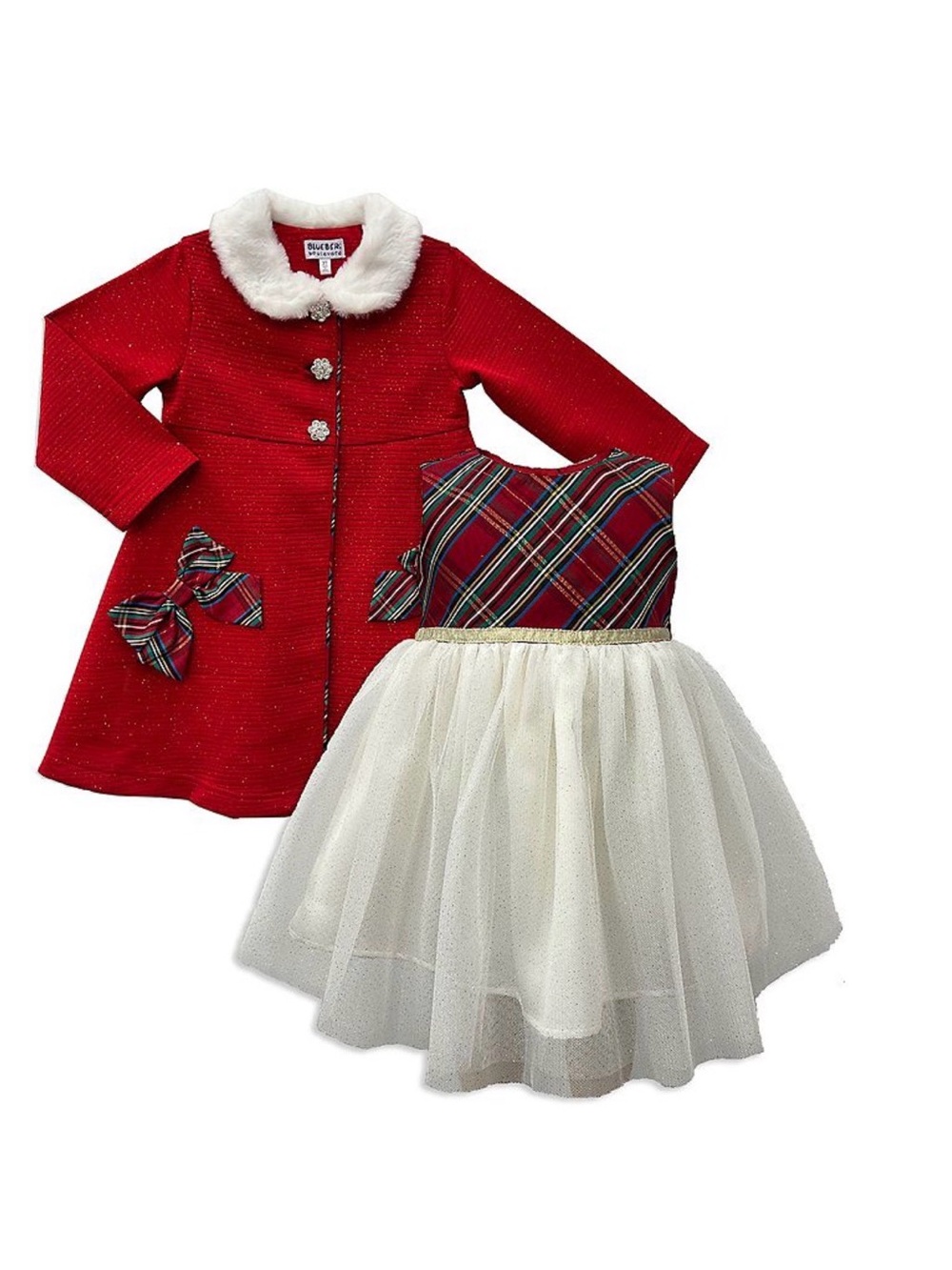 blueberi boulevard Baby Girls Dress & Coat Set  - 12M
